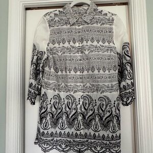 Chico's Cream and Black Floral Top